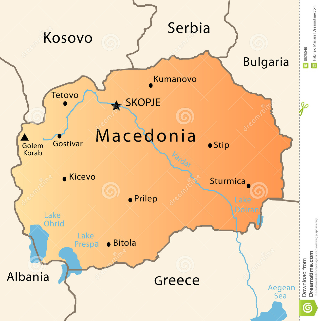 Macedonia Map Royalty Free Stock Images.