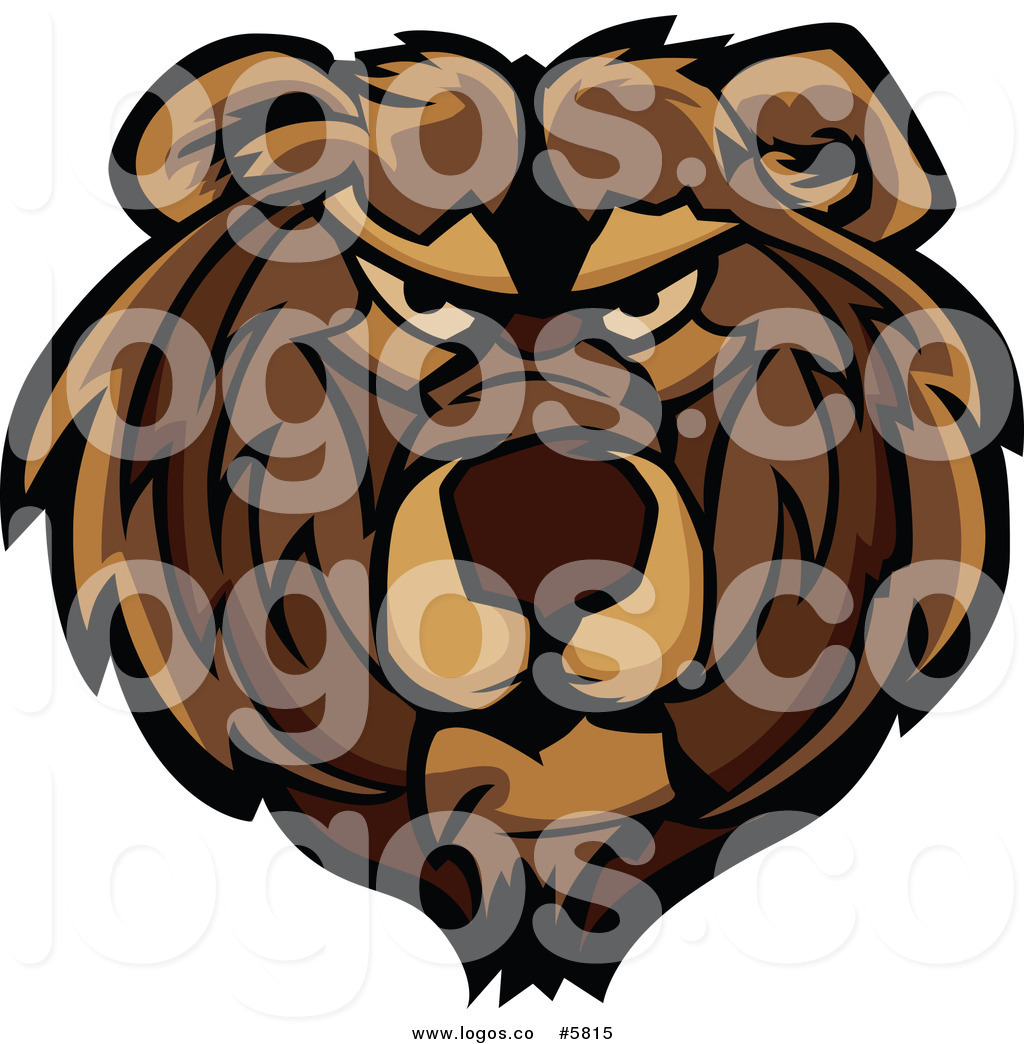 Royalty Free Vector of a Logo of a Mad Bear Face by Chromaco.