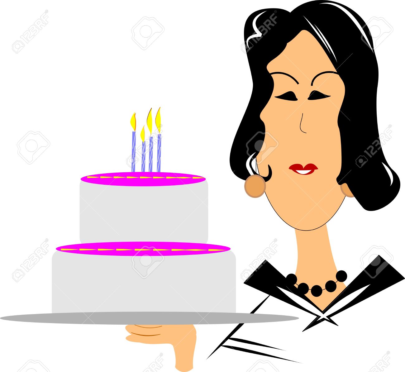 Mujer Madura Que Desean Un Feliz Cumpleaños Ilustraciones.