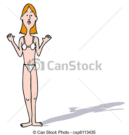 Clipart Vector van lichaam, meisje, type, mager.