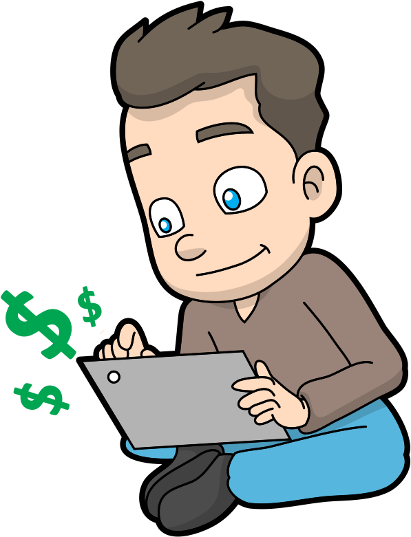 HD Cartoon Guy Making Money Online.