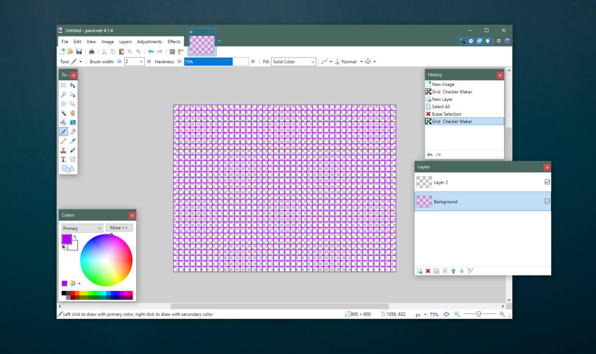 How to create a custom grid in Paint.net on Windows 10.