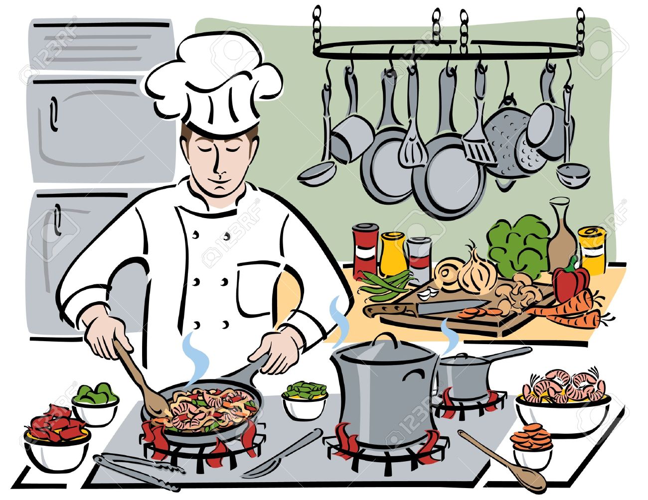 Chef Making Food Clipart.