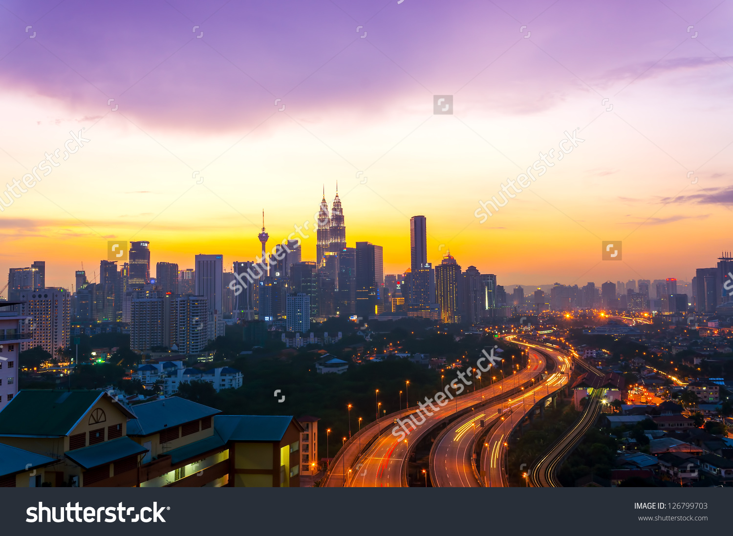Scenery Sunset Busy Highway Kuala Lumpur Stock Photo 126799703.