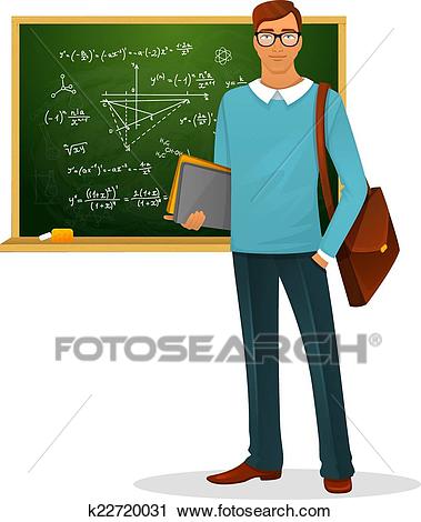 Male teacher with blackboard Clipart.