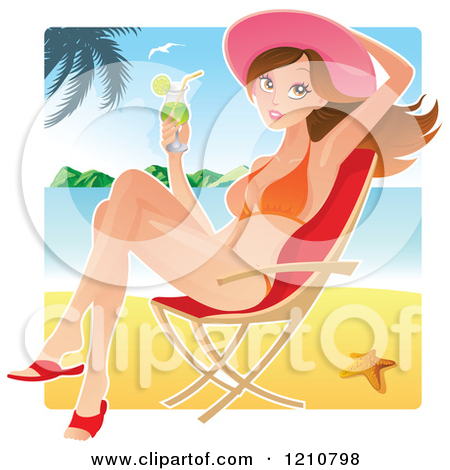 Black Man And White Woman On Beach Clipart.