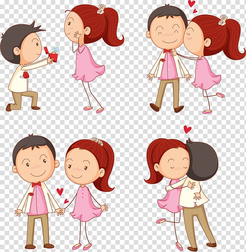 Woman kissing man illustration, Kiss Cartoon Boy.