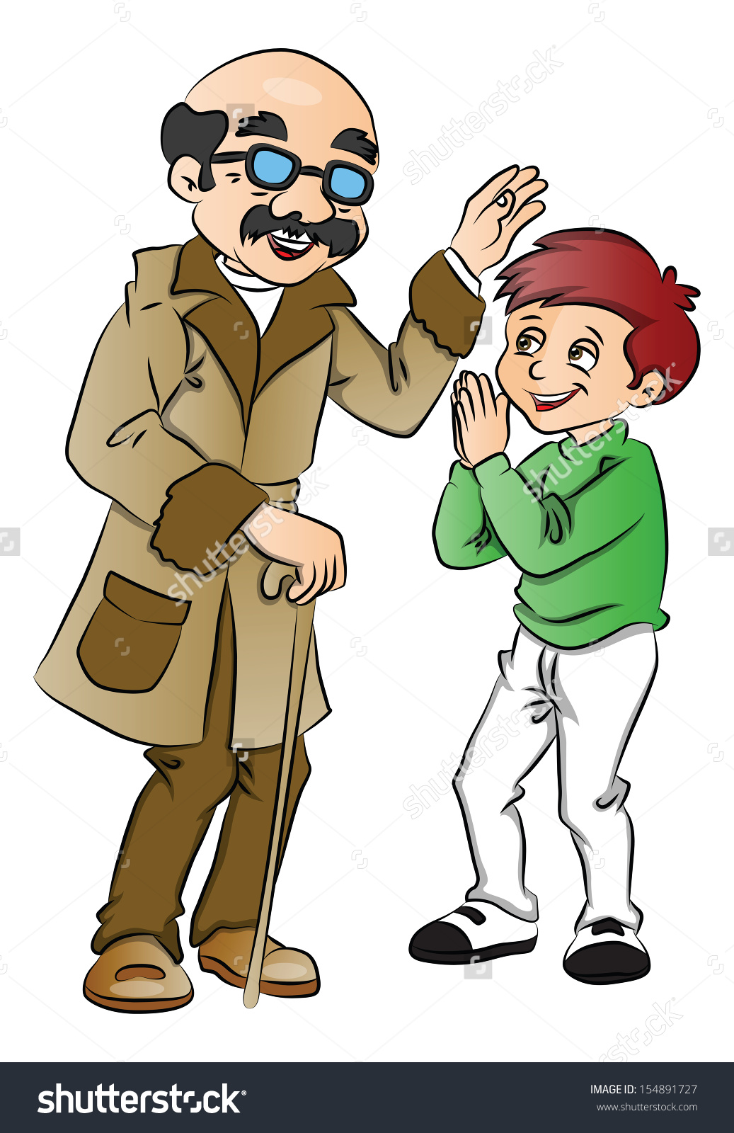 Boy And Old Man Clipart.