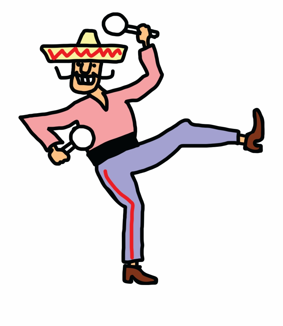 Free Clipart Of A Mexican Man Dancing With Maracas.