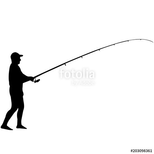 Fishing silhouette, Man Fishing clipart, Fisherman vector.