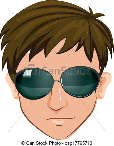 Vector Clip Art of A head of a man with glasses.