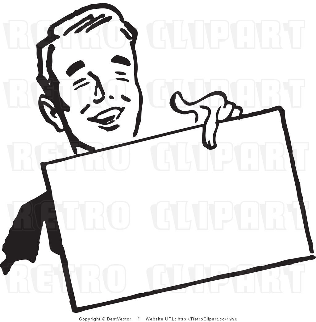 Man Holding Sign Clipart.