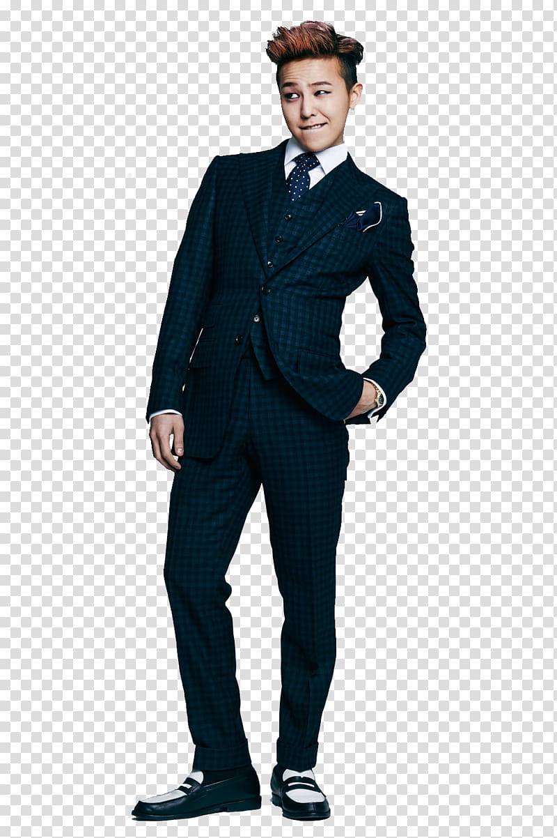 G Dragon, man wearing blue suit outfit transparent.
