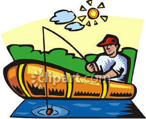 Man In Boat Fishing Clipart.