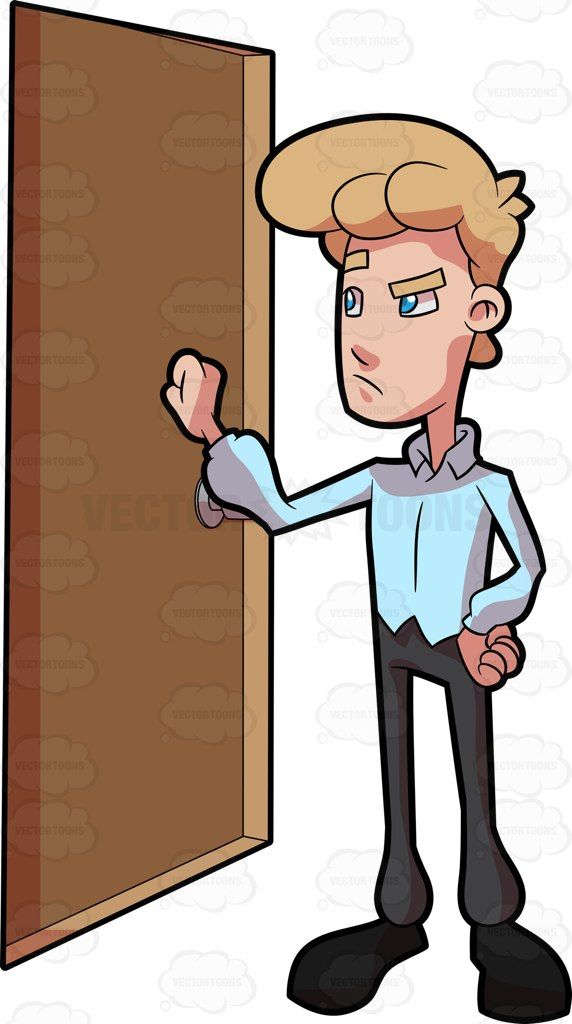 An irritated man knocking on the door #cartoon #clipart.