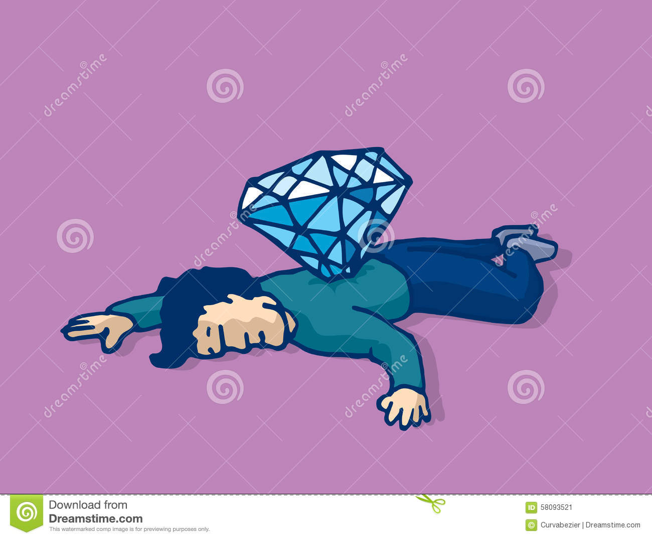 Dead Man Stabbed With Diamond Murdered For Money Stock Vector.