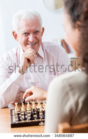 Portrait Serious Old Man Playing Chess Stock Photo 500704222.