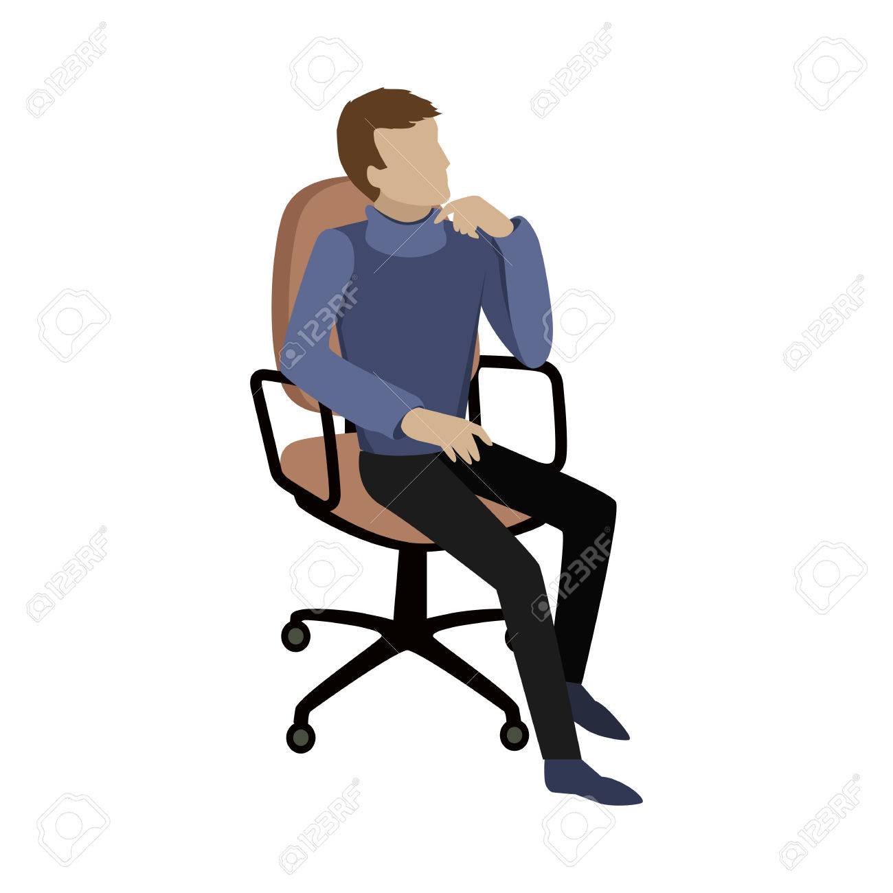 Man sitting on chair and dreaming about something or thinking...