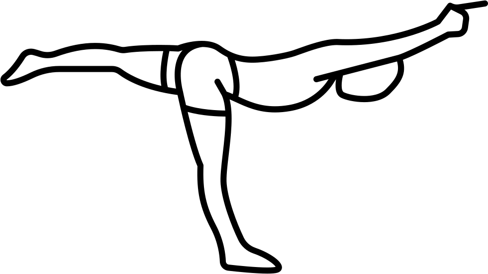 Man Standing On Right Leg Stretching Leg And Arms Svg Png Icon.