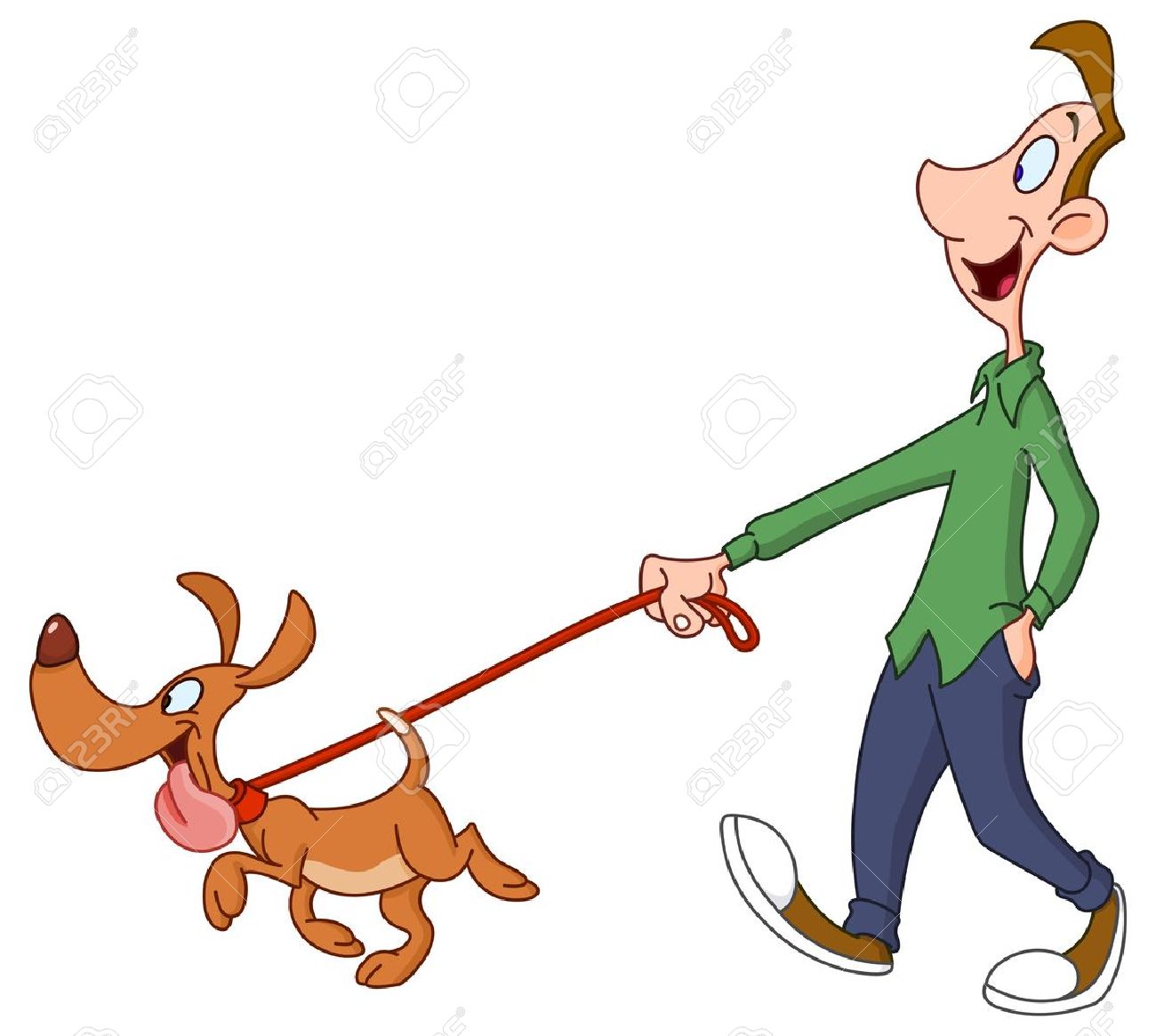 Man walking dog.