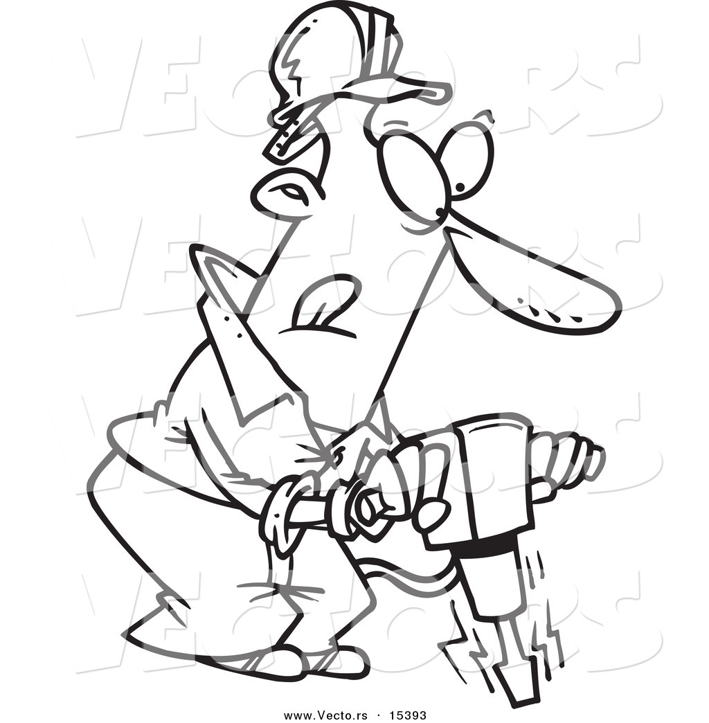 Man With Hammer Clipart Black And White.
