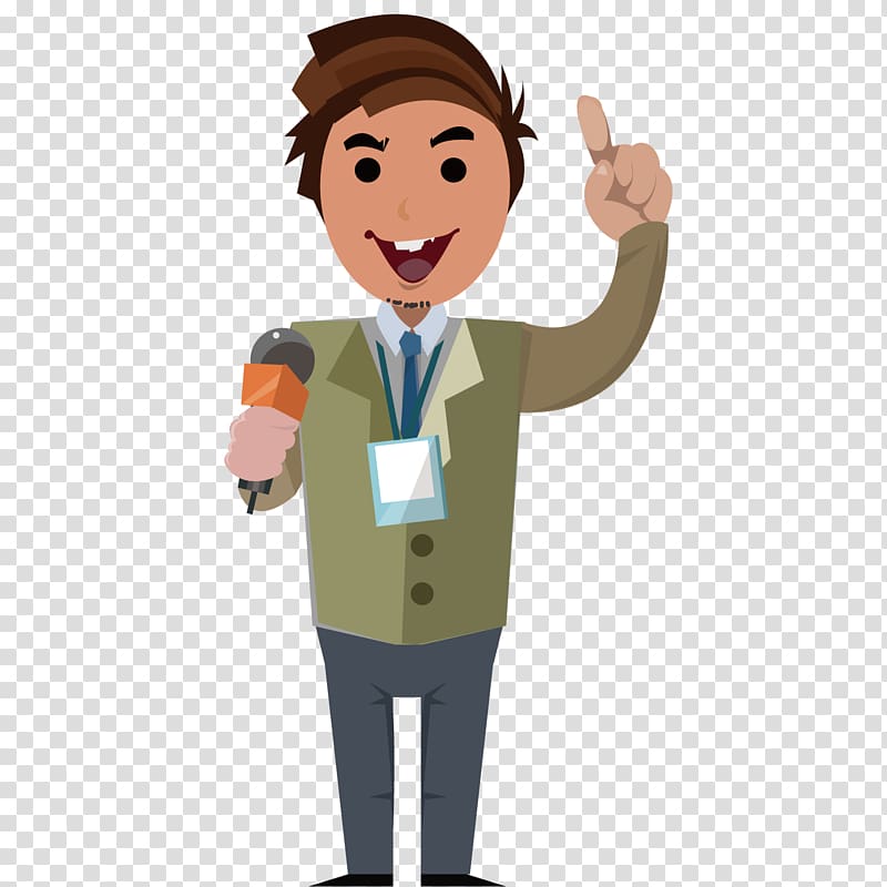 Man holding microphone illustration, Journalist illustration.