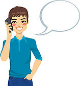 Clipart of A young man talking on a mobile phone, Portrait.
