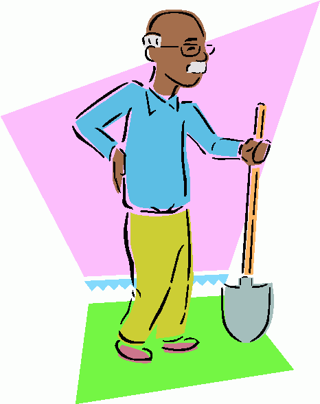 Man with shovel clipart.