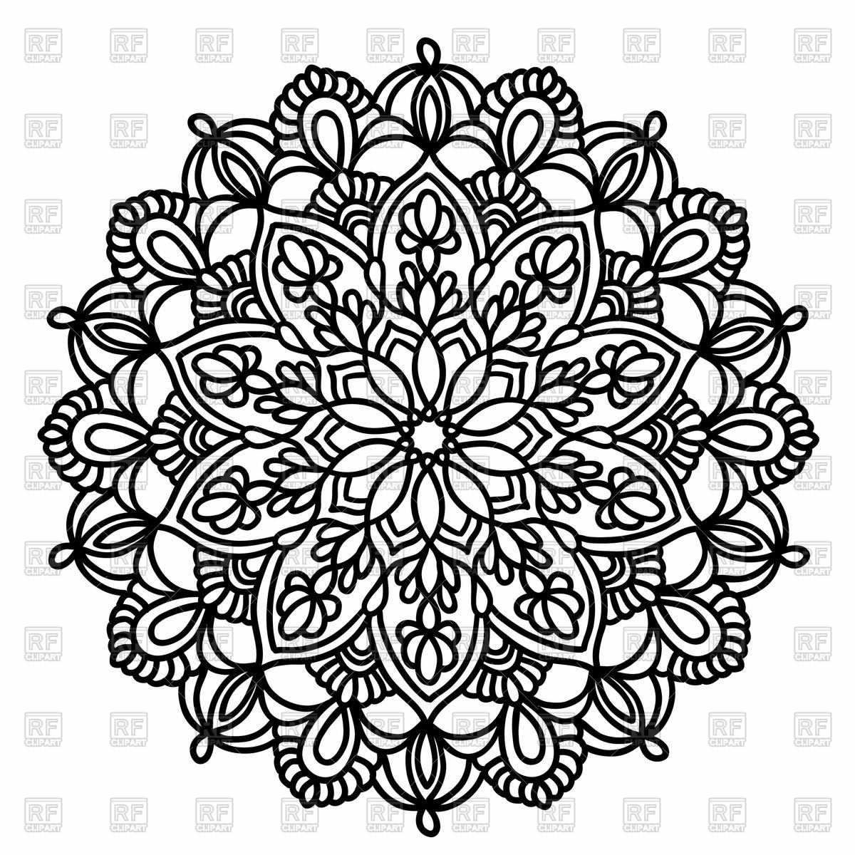 Ornamental round pattern with floral elements.