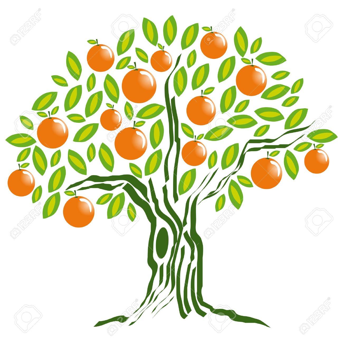 Tangerine tree clipart.