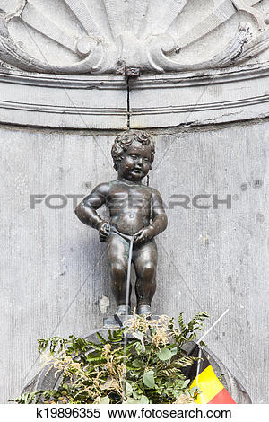 Stock Image of Manneken Pis statue in the centre of Brussels.
