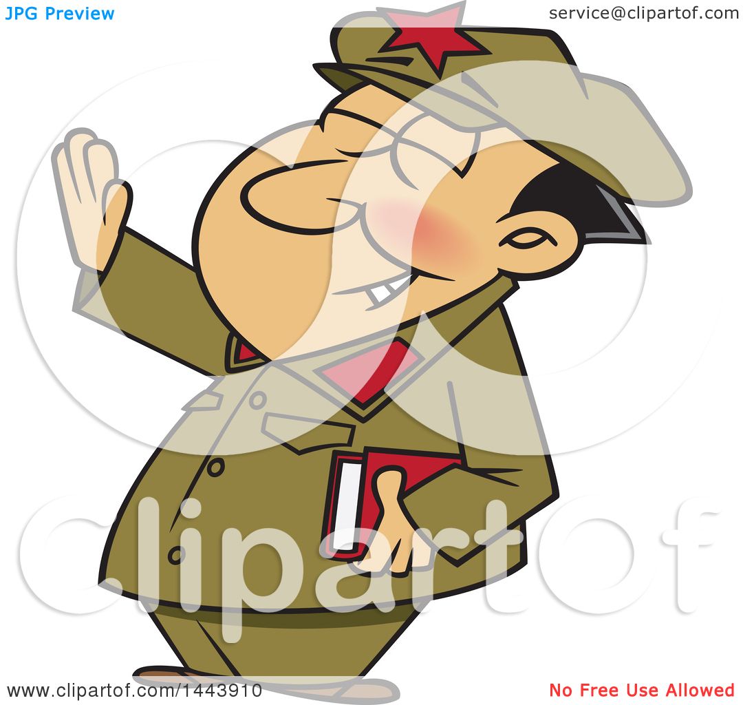 Clipart of a Cartoon Man, Mao Zedong, Holding up an Arm.