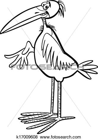 Clip Art of marabou bird cartoon coloring page k17009608.