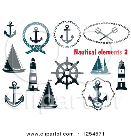 Clipart of Nautical Maritime Elements.