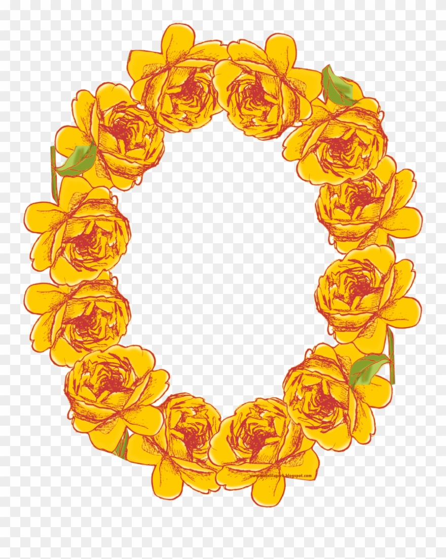 Free Digital Oval Yellow Rose Frame Png.