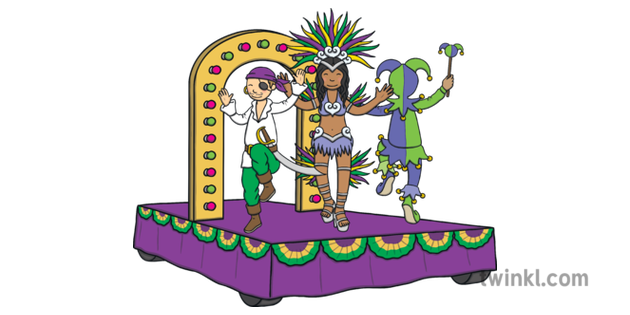 Mardi Gras Carnival Float Illustration.