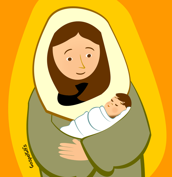 Jesus and maria clipart for kids.