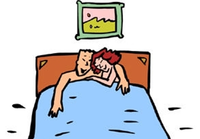Clipart couples in bed.