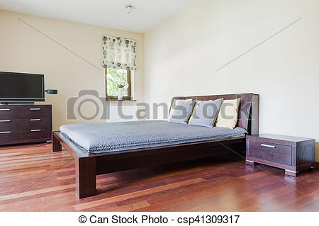 Stock Photography of Bedroom with marital bed.