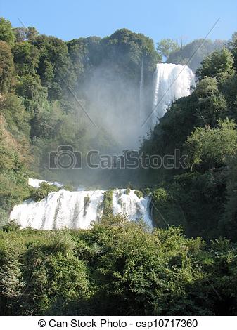 Stock Image of triple jump of the amazing waterfalls of marmore in.
