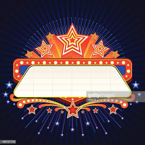 30 Top Theater Marquee Commercial Sign Stock Illustrations.