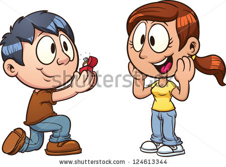 Marriage Proposal Vector Clip Art Illustration Stock Vector.