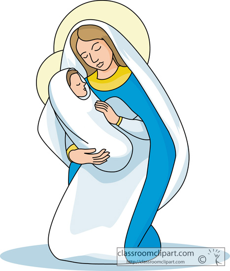 Mary and baby jesus clipart.