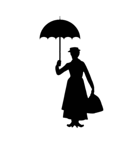 Mary Poppins Silhouette transparent PNG.
