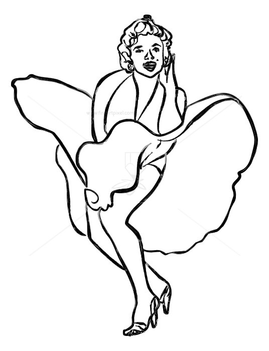 Marilyn Monroe Flying Skirt Drawing.