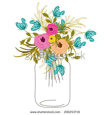 Mason Jar With Flowers Clipart Free.