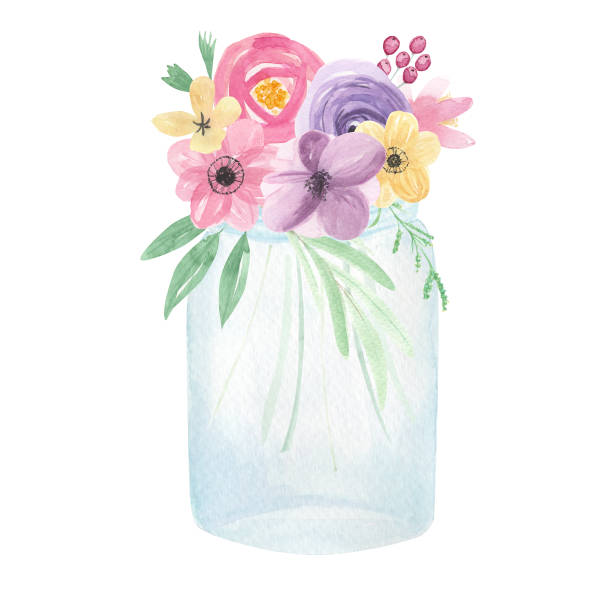 Best Mason Jar Flowers Illustrations, Royalty.