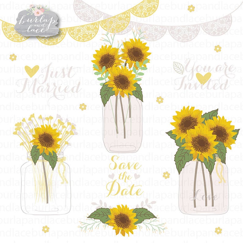 Download mason jar with sunflowers clipart 10 free Cliparts ...
