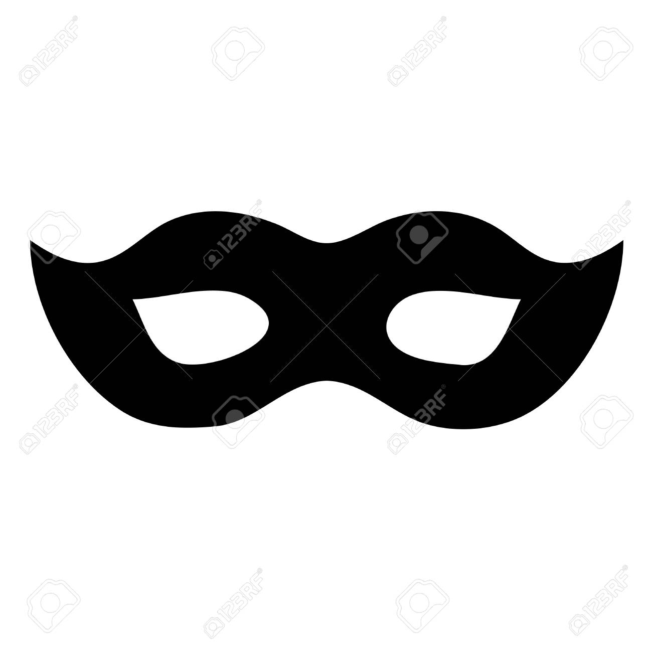 A black and white silhouette of a masquerade mask.