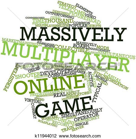 Clip Art of Word cloud for Massively multiplayer online game.